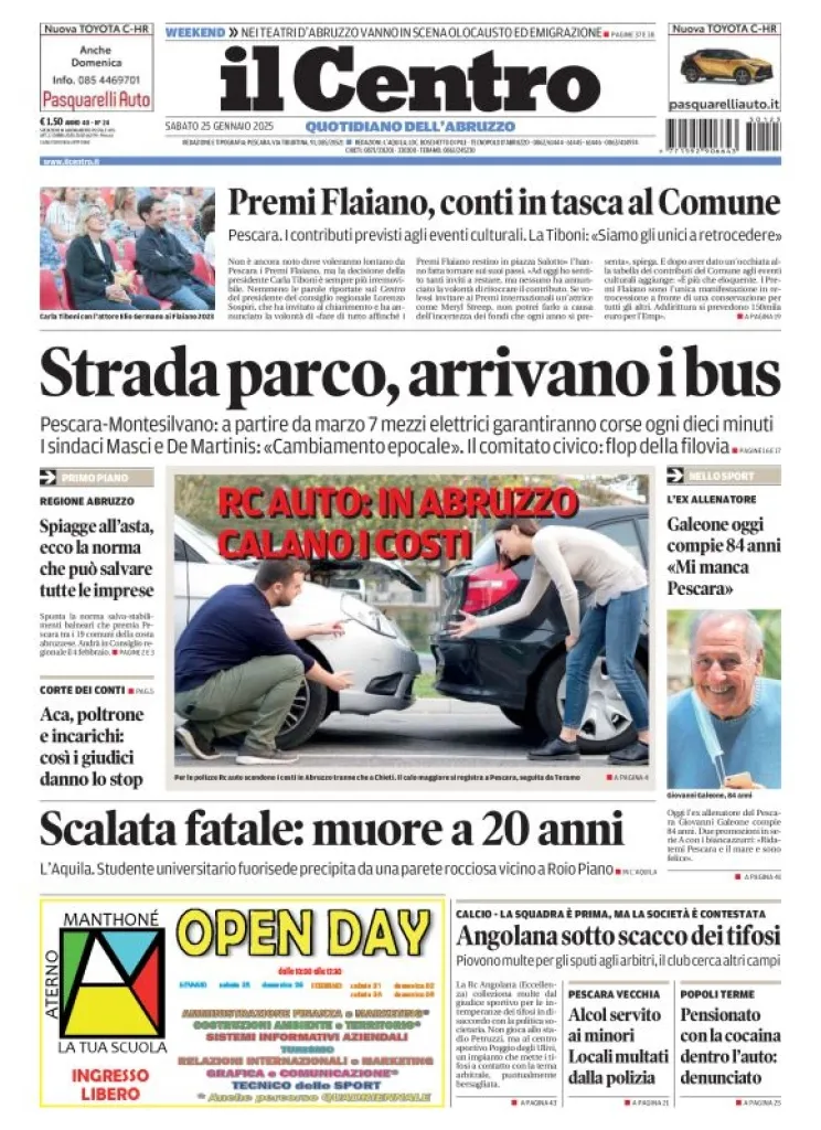 Prima-pagina-il centro-oggi-edizione-del-2025-01-25